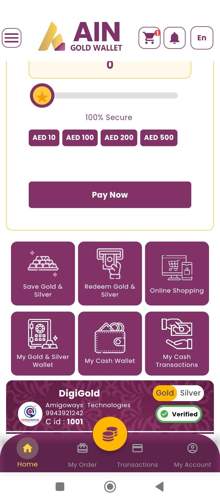 Online Shopping with Gold