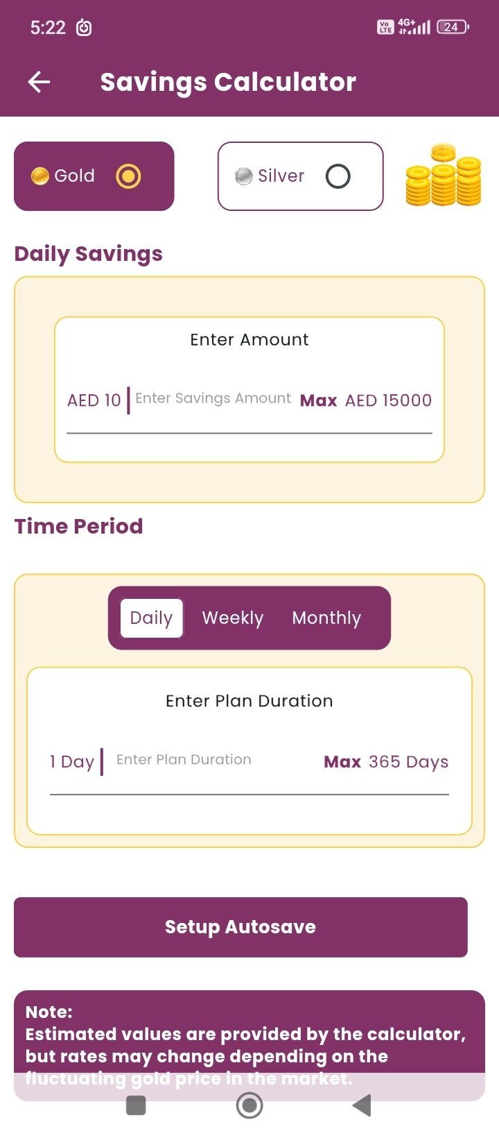 Savings Calculator AutoSave