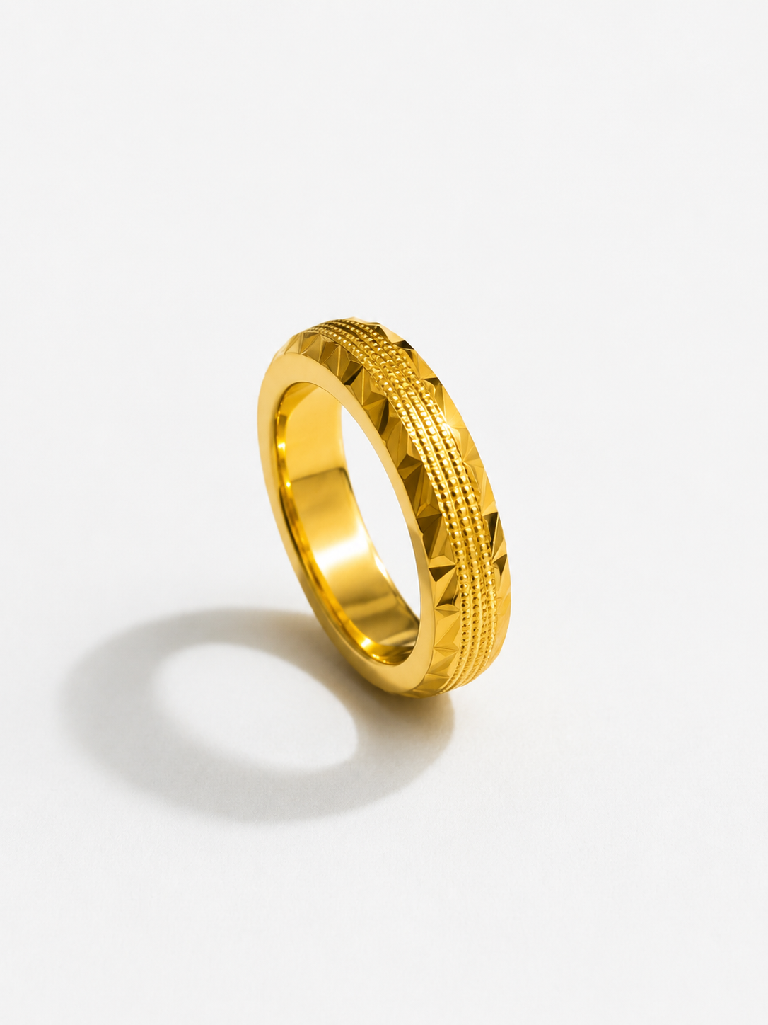 24K Pure Gold Royal Facet Ring 20g
