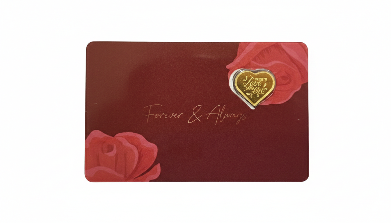 Forever & Always 1 Gram Pure Gold Heart Coin